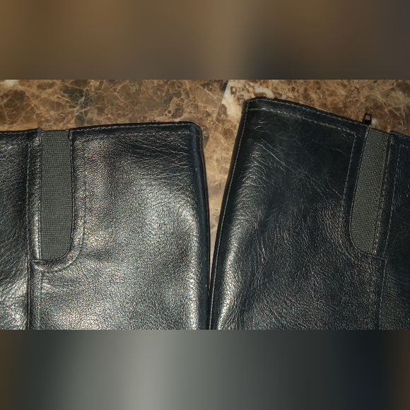"Natalie" Sz. 9 High Faux Black Leather Boots - Picture 5 of 6
